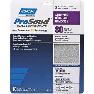 Norton 9" x 11" 80 ProSand Paper Sheets 3Pk