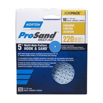Norton 5" P220B ProSand Multi-Air Cyclonic Paper H&L Vac Disc 10Pk