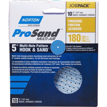 Norton 5" P180B ProSand Multi-Air Cyclonic Paper H&L Vac Disc 10Pk