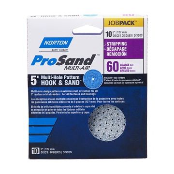 Norton 5" P60C ProSand Multi-Air Cyclonic Paper H&L Vac Disc 10Pk