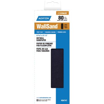 Norton 4-3/16" x 11" P80D WallSand Paper Cut Sheet 25Pk