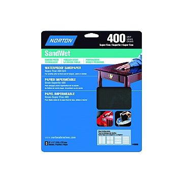 Norton 9" x 11" 400 SandWet Waterproof Paper Sheet 5Pk