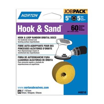 Norton 5" 8 Hole P220 Hook & Sand Paper H&L Vac Disc 25pk