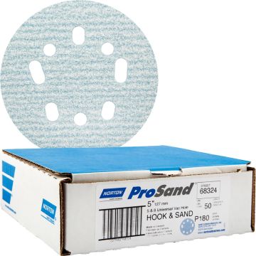 Norton 5" 5 & 8 Hole P180 ProSand Paper H&L UVH Disc 50pk