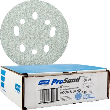Norton 5" 5 & 8 Hole P80 ProSand Paper H&L UVH Disc 50pk