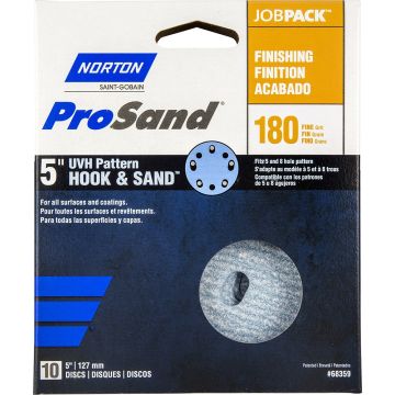 Norton 5" 5 & 8 Hole P180B ProSand Paper H&L UVH Disc 10Pk
