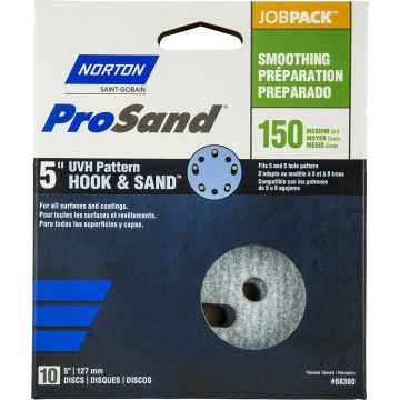 Norton 5" 5 & 8 Hole P150B ProSand Paper H&L UVH Disc 10Pk