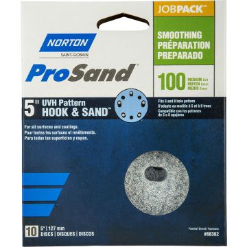 Norton 5" 5 & 8 Hole P100C ProSand Paper H&L UVH Disc 10Pk