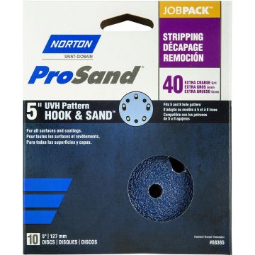 Norton 5" 5 & 8 Hole P40 ProSand Paper H&L UVH Disc 10Pk
