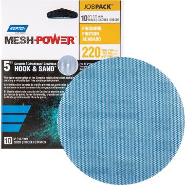 Norton 5" 220G Mesh Power Hook & Sand Sanding Disc - 10pk