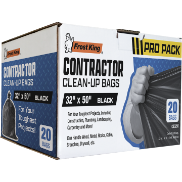 Frost King 3mil 42gal 32" x 50" Black Contractor Bags (20ct)