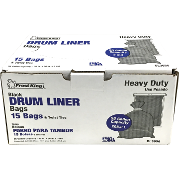Frost King 3mil 55gal 36" x 56" Black Drum Liner (15ct)