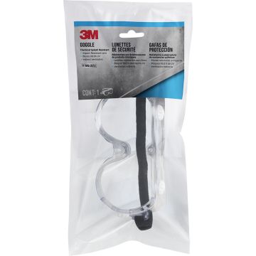 3M Chemical Splash Goggle w/Clear Lens & Black Strap