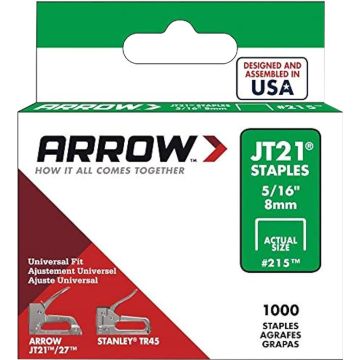 Arrow Fastener 5/16" 8mm JT21 Staples (1,000 per Pack)
