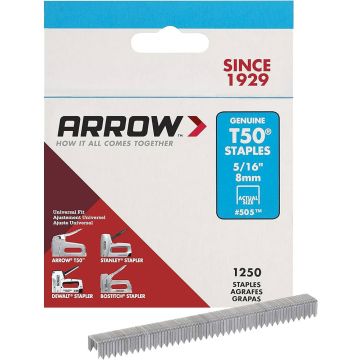 Arrow Fastener 5/16" 8mm T50 Staples (1,250pk)