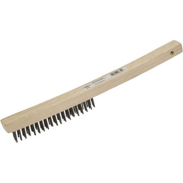 Hyde 3 x 19 Wood Wire Brush w/ Curved Handle