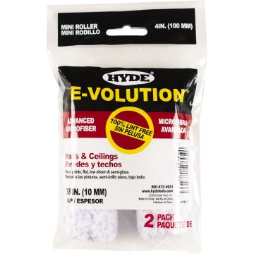 Hyde 4" x 3/8" Nap E-Volution Mini Microfiber Roller Cover (2pk)