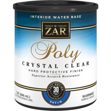 Zar 1Qt Satin Poly Crystal Clear Interior Water-Based Polyurethane