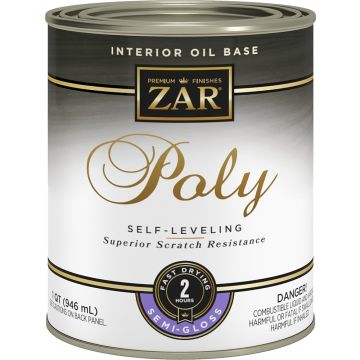 Zar 1Qt Semi-Gloss Poly Self-Leveling Interior Oil-Based Polyurethane