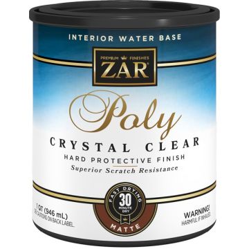 Zar 1Qt Matte Poly Crystal Clear Interior Water-Based Polyurethane