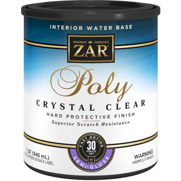 Zar 1Qt Semi-Gloss Poly Crystal Clear Interior Water-Based Polyurethane