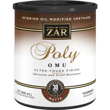 Zar 1Qt Matte Poly OMU Ultra Tough Interior Oil Modified Urethane