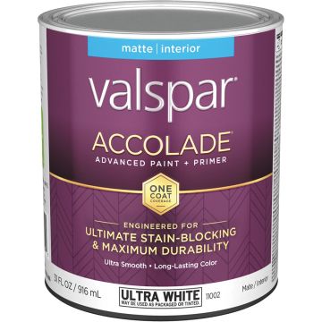 Valspar qt Matte Finish Ultra White Accolade Interior Paint & Primer