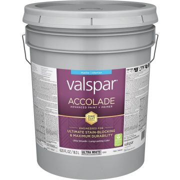 Valspar 5gal Matte Finish Ultra White Accolade Interior Paint & Primer