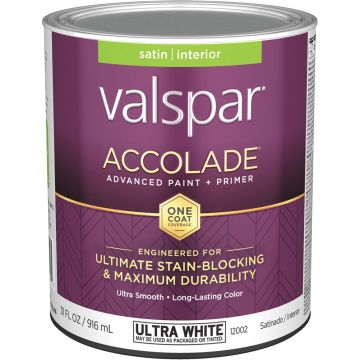 Valspar qt Satin Finish Ultra White Accolade Interior Paint & Primer