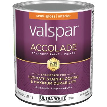 Valspar qt Semi-Gloss Finish Ultra White Accolade Interior Paint & Primer