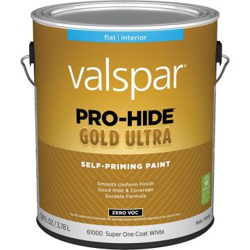 Valspar 1gal Flat Finish Super One Coat White Pro-Hide Gold Ultra Interior Paint