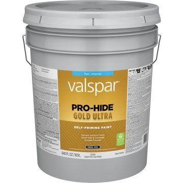 Valspar 5gal Flat Finish Super One Coat White Pro-Hide Gold Ultra Interior Paint