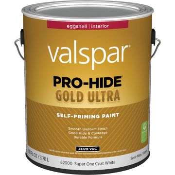 Valspar 1gal Eggshell Finish Super One Coat White Pro-Hide Gold Ultra Interior Paint
