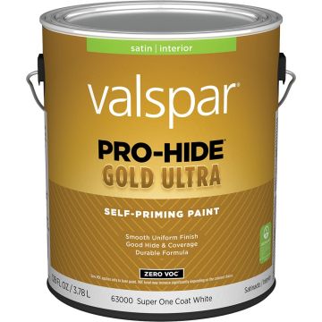 Valspar 1gal Satin Finish Super One Coat White Pro-Hide Gold Ultra Interior Paint