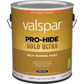 Valspar 1gal Semi-Gloss Finish Super One Coat White Pro-Hide Gold Ultra Interior Paint