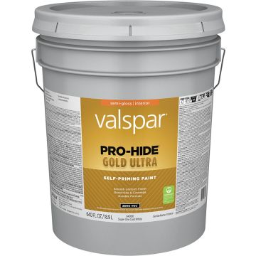 Valspar 5gal Semi-Gloss Finish Super One Coat White Pro-Hide Gold Ultra Interior Paint