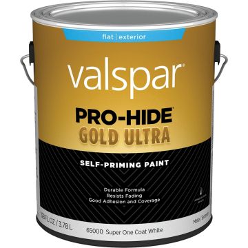 Valspar 1gal Flat Finish Super One Coat White Pro-Hide Gold Ultra Exterior Paint