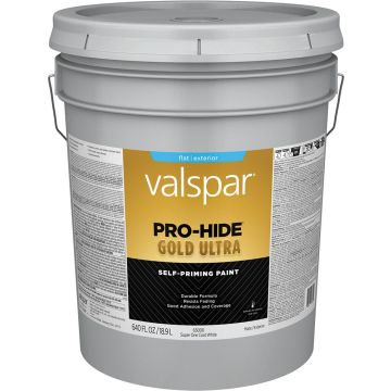 Valspar 5gal Flat Finish Super One Coat White Pro-Hide Gold Ultra Exterior Paint