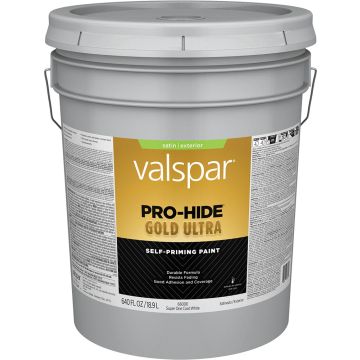 Valspar 5gal Satin Finish Super One Coat White Pro-Hide Gold Ultra Exterior Paint