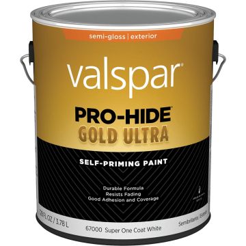 Valspar 1gal Semi-Gloss Finish Super One Coat White Pro-Hide Gold Ultra Exterior Paint