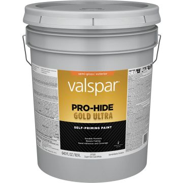 Valspar 5gal Semi-Gloss Finish Super One Coat White Pro-Hide Gold Ultra Exterior Paint