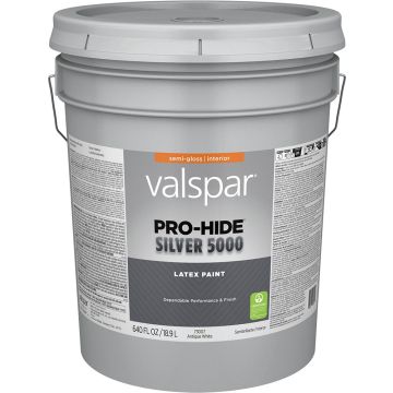 Valspar 5gal Semi-Gloss Finish Antique White Pro-Hide Silver 5000 Interior Paint