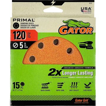 Gator 120 Grit 5" 8 Hole Hook & Loop Sanding Disc 15pk