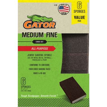 Gator Med/Fine 3" x 4" x 1" Sanding Sponge 6pk