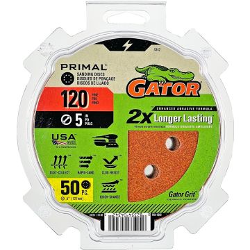 Gator 120 Grit 5" 8 Hole Hook & Loop Power Sanding Disc 50pk