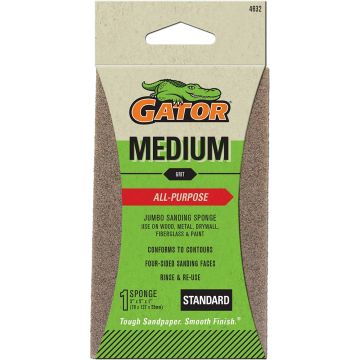 Gator Jumbo Sanding Sponge All Purpose Med 3 in. x 5 in. x 1 in. 