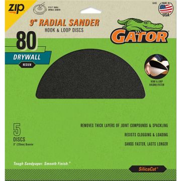 Gator 80 Grit 9" Hook & Loop Drywall Sanding Disc 5pk