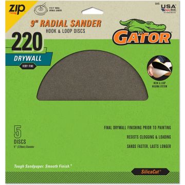 Gator 220 Grit 9 in. Hoop & Loop Drywall Sanding Disc 5pk