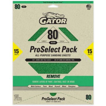 Gator Premium Dry Sand Sheet-Remove  80 Grit 9 in. x 11 in. (15pk)