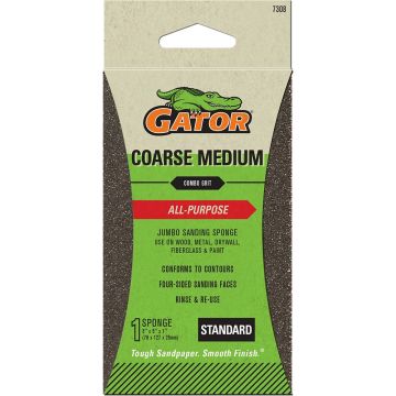 Gator Jumbo Sanding Sponge-All Purpose Med/Coarse 3 in. x 5 in. x 1 in. 